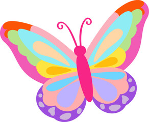 きらめく虹色の蝶｜カラフルで可憐な単体アイコン