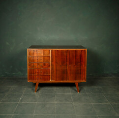 vintage wooden furniture on dark background
