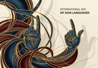 Elegant illustration celebrating International Day of Sign Languages for awareness
