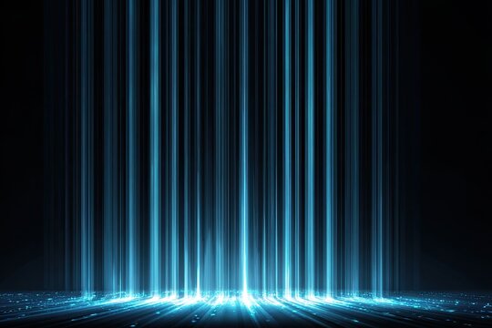 Abstract light beams on a dark stage