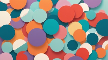 Colorful Circle Paper Cutouts Background with Vibrant and Playful Design