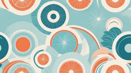 Abstract Circle Pattern with Geometric Shapes and Retro Style Illustration