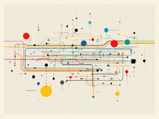 Abstract graphic design with interconnected lines and shapes