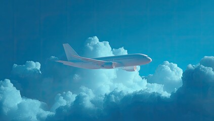 Airplane soaring through fluffy clouds (1)