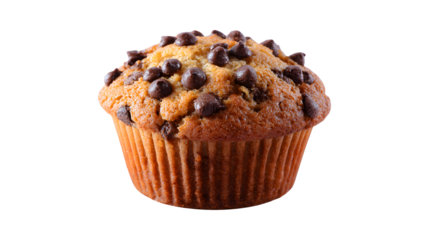 Chocolate chip muffin isolated on a white background