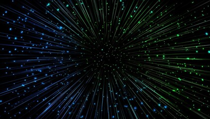 Abstract radiating lines with glowing particles