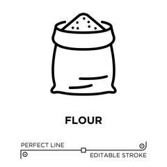 Vector line icon related to flour bag. Perfect Line. Editable Stroke.