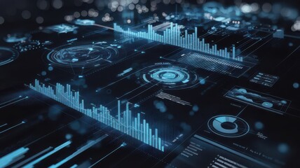 Futuristic Technology Interface with Data Analytics and Visualizations