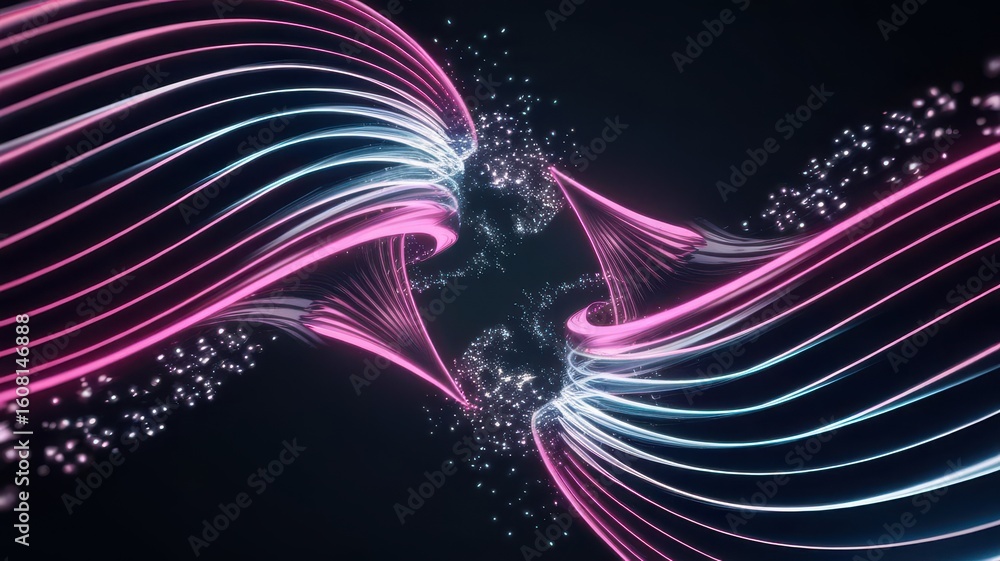 Poster neon streams: an abstract visualization of energy and data convergence