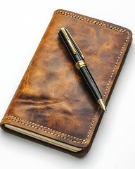 Vintage leather notebook with fountain pen – handmade leather notebook for journaling, classic leather notebook for writers, and premium leather notebook for gifts