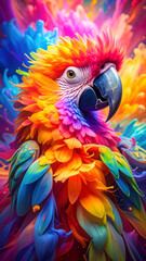 Obraz premium Vividly Colorful Abstract Caricature of a Parrot 106