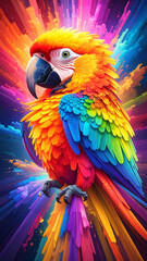 Obraz premium Vividly Colorful Abstract Caricature of a Parrot 111