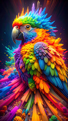 Obraz premium Vividly Colorful Abstract Caricature of a Parrot 112