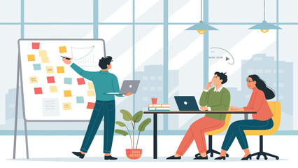 Modern business team brainstorming and planning a project. Ideal for website landing pages, presentations, and marketing materials.