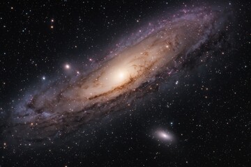 Fototapeta premium Spectacular Andromeda Galaxy Spiral Arms with Cosmic Dust Clouds and Stellar Formation Regions