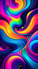 Vibrant abstract swirl of rainbow colors creates dynamic energy and flow