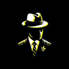 detective mafia silhouette hat spies	
