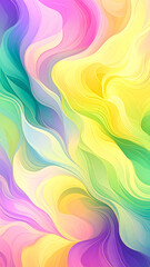 Vibrant pastel waves flow creating a smooth, colorful abstract background
