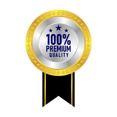 100% Premium Quality Gold Medal Badge with Red Ribbon and Best Quality Assurance