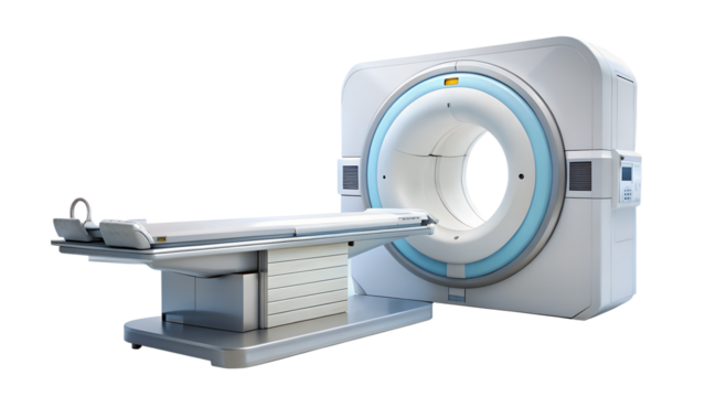 A modern ct scan machine isolated on transparent background, a vital tool for medical diagnostics and imaging