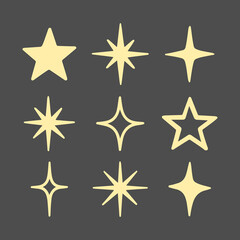 Collection of golden stars illustrations on a gray background