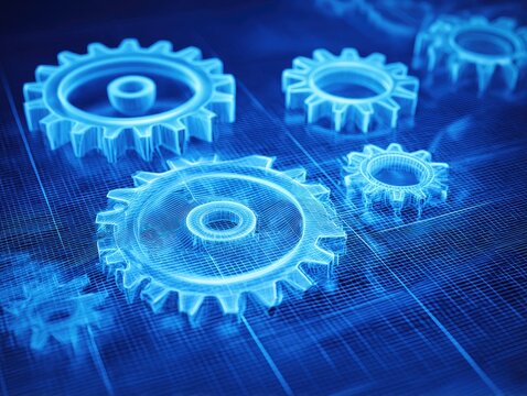Abstract image of glowing gears - Powered by Adobe