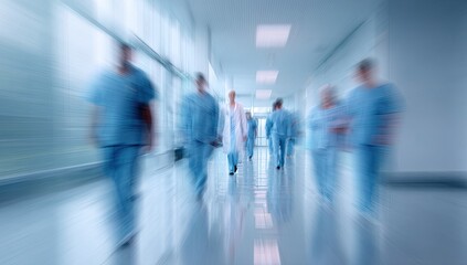 Blurred hospital hallway with medical staff (1)