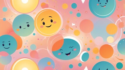 Cute Smiling Faces in a Colorful Circle Pattern for Kids