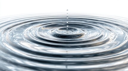 Water droplet impact creating concentric ripples on a smooth surface