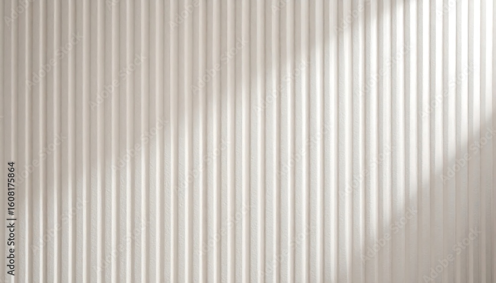 Poster vertical ribbed wall texture in light tones with subtle shadows, creating a clean minimalist backgro