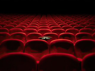Empty movie theatre, single table