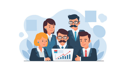 Diverse business team reviewing positive growth chart - perfect for landing pages, presentations, and brochures.