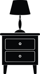 bedside table with lamp vector art illustration