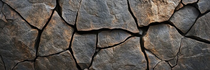 Cracked Black Stone Texture with Natural Rough Rock Surface Details.