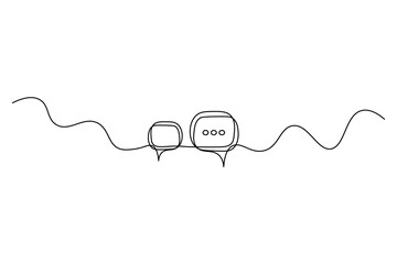 Minimal Speech Bubble Continuous Line Art Vector   Chat Icon Silhouette for Communication and Messaging Design.