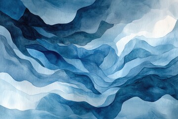 Elegant Blue Floral Watercolor Painting with Soft Petal Details.