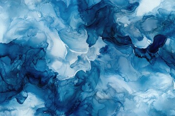 Elegant Blue Floral Watercolor Painting with Soft Petal Details.