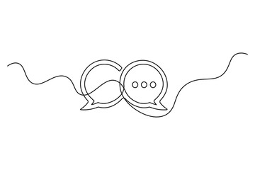 Minimal Speech Bubble Continuous Line Art Vector   Chat Icon Silhouette for Communication and Messaging Design.