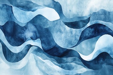 Elegant Blue Floral Watercolor Painting with Soft Petal Details.