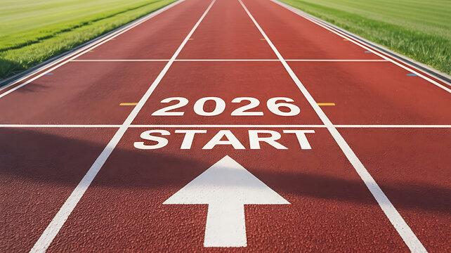 Ready to launch your new year goals with this dynamic start line for 2026, embodying forward momentum and exciting opportunities on the athletic track.