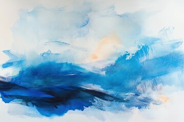 Elegant Blue Floral Watercolor Painting with Soft Petal Details.