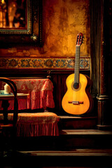Dramatic Flamenco Stage with Guitars and Spotlights