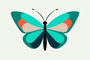 Abstract Butterfly Illustration with Teal Orange and Beige Colors