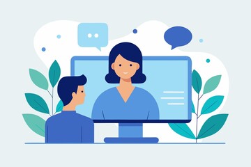 Online Consultation with Doctor on Computer Screen Telemedicine Concept Illustration