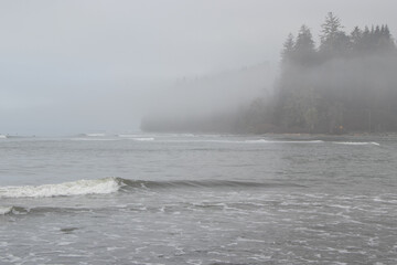 Low clouds on a misty morning on the coast