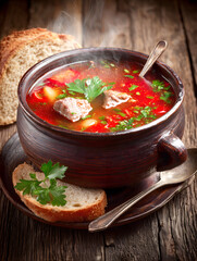 Steaming Hot Hearty Russian Goulash or Borscht Soup
