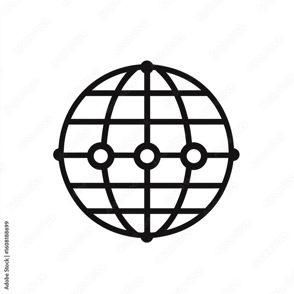 Aufkleber simple globe icon with connected nodes