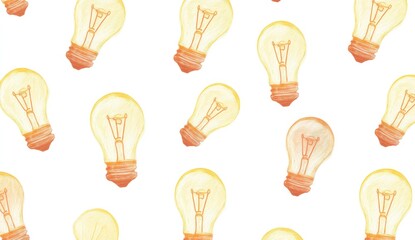Lightbulb pattern watercolor glow on white