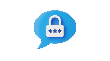 Secure messaging is here, featuring a white padlock with asterisks inside a blue speech bubble, ensuring total privacy for your sensitive online communications