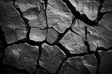 Cracked Black Stone Texture with Natural Rough Rock Surface Details.